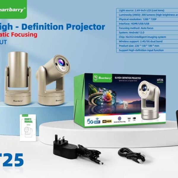 Smartberry 4K High - Definition Projector Automatic Focusing HD INPUT Rechargeable