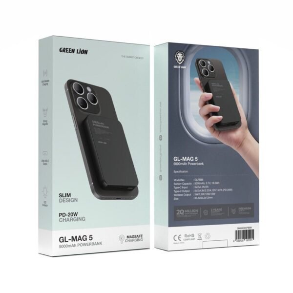 GREEN LION GL-MAG 5 5000MAH POWERBANK - TITANIUM
