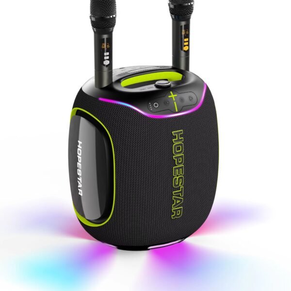 Hopestar Party Box 600 – 300W Max Loudest Portable Bluetooth Speaker with 2 Wireless Mics, IPX5 Waterproof, Deep Bass, Subwoofer, DSP, RGB Lights, TWS, Karaoke & 30,000mAh Battery – Ultimate Party Boombox