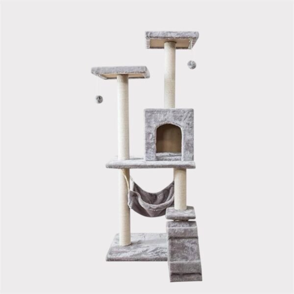 Cat Tree, Pet Activity Center, Climbing Tower with Sisal Scratching Post, Cat Scratching Board, 125×40×50cm, Gray