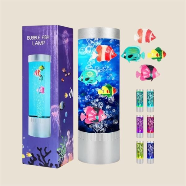 Bubble Fish Lamp with Color Changing Relaxing Mood Light Gift with USB Fish Aquarium for Home Office Table Room Decor Gifts for Kids Adults