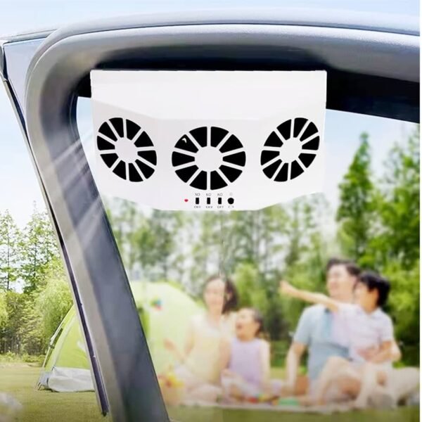 Solar Car Fan Auto Power Air Vent Fan for Car,portable Saving Energy Vehicle Window Cooler Fan, Car Exhaust Fan Cooler Circulate Ventilator,suitable for Most Cars,White