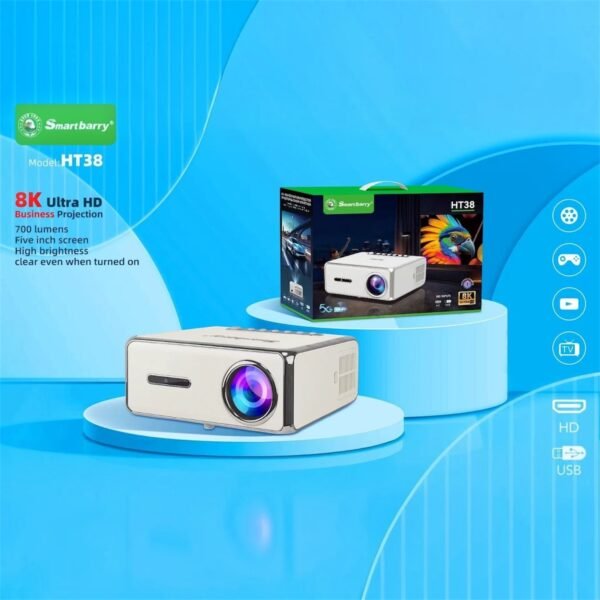 Smartbarry Projector HT38 8K Ultra HD 5G WIFI